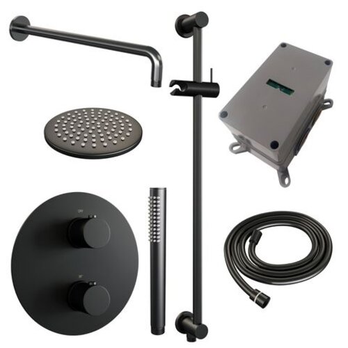 Brauer Black Edition thermostatische inbouw regendouche 3-weg rond SET 87 | Mat zwart | 20 cm | Ja | Gebogen wandarm | Staafhanddouche Brauer Brauer Black Edition thermostatische inbouw regendouche 3-weg rond SET 87 | Mat zwart | 20 cm | Ja | Gebogen wandarm | Staafhanddouche