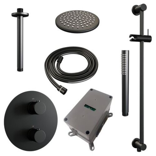 Brauer Black Edition thermostatische inbouw regendouche 3-weg rond SET 89 | Mat zwart | 20 cm | Ja | Plafondbuis | Staafhanddouche Brauer Brauer Black Edition thermostatische inbouw regendouche 3-weg rond SET 89 | Mat zwart | 20 cm | Ja | Plafondbuis | Staafhanddouche