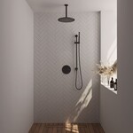 Brauer Brauer Black Carving thermostatische inbouw regendouche 3-weg rond SET 90 met 30 cm douchekop en plafondarm en staaf handdouche en doucheslang en geïntegreerde glijstang mat zwart | Mat zwart | 30cm | Ja | Plafondbuis | Staafmodel