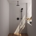 Brauer Brauer Black Carving thermostatische inbouw regendouche 3-weg rond SET 95 met 20 cm douchekop en plafondarm en 3-standen handdouche en doucheslang en geïntegreerde glijstang mat zwart | Mat zwart | 20cm | Ja | Plafondbuis | 3-standen handdouche