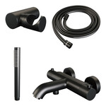 Brauer Brauer Stripe opbouw baddouche thermostaatkraan SET 03 met wandhouder en staaf handdouche en doucheslang mat zwart | Mat zwart | Staafmodel