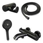 Brauer Brauer Stripe opbouw baddouche thermostaatkraan SET 04 met wandhouder en 3-standen handdouche en doucheslang mat zwart | Mat zwart | 3-standen handdouche