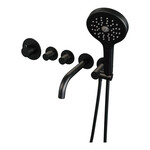 Brauer Brauer Stripe thermostatische inbouw badkraan SET 02 met uitloop en 3-standen handdouche en doucheslang en wandaansluitbocht mat zwart | Mat zwart | 3-standen handdouche