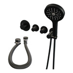 Brauer Brauer Stripe thermostatische inbouw badkraan SET 02 met badvulcombinatie en 3-standen handdouche en doucheslang en wandaansluitbocht mat zwart | Mat zwart | 3-standen handdouche