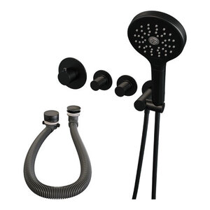 Brauer Brauer Stripe inbouw badthermostaat | Mat zwart | 3-standen handdouche | Badvulcombinatie Brauer Stripe inbouw badthermostaat | Mat zwart | 3-standen handdouche | Badvulcombinatie