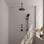 Brauer Stripe thermostatische inbouw regendouche SET 12 met 25 cm douchekop en plafondarm en 3-standen handdouche en doucheslang en geïntegreerde glijstang mat zwart | Mat zwart | Ja | Plafondbuis | 3-standen handdouche Brauer Brauer Stripe thermostatische inbouw regendouche SET 12 met 25 cm douchekop en plafondarm en 3-standen handdouche en doucheslang en geïntegreerde glijstang mat zwart | Mat zwart | Ja | Plafondbuis | 3-standen handdouche
