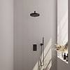 Brauer Stripe thermostatische inbouw regendouche 3-weg rechthoekig SET 13 met 25 cm douchekop en rechte muurarm en staaf handdouche en doucheslang en wandaansluitbocht mat zwart | Mat zwart | Nee | Rechte wandarm | Staafhanddouche
