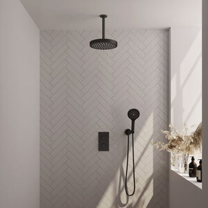 Brauer Brauer Stripe thermostatische inbouw regendouche 3-weg rechthoekig SET 18 met 25 cm douchekop en plafondarm en 3-standen handdouche en doucheslang en wandaansluitbocht mat zwart | Mat zwart | Nee | Plafondbuis | 3-standen handdouche Brauer Stripe thermostatische inbouw regendouche 3-weg rechthoekig SET 18 met 25 cm douchekop en plafondarm en 3-standen handdouche en doucheslang en wandaansluitbocht mat zwart | Mat zwart | Nee | Plafondbuis | 3-standen handdouche