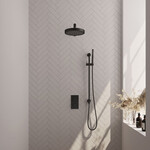 Brauer Stripe thermostatische inbouw regendouche 3-weg rechthoekig SET 19 met 25 cm douchekop en rechte muurarm en staaf handdouche en doucheslang en geïntegreerde glijstang mat zwart | Mat zwart | Ja | Rechte wandarm | Staafhanddouche Brauer Brauer Stripe thermostatische inbouw regendouche 3-weg rechthoekig SET 19 met 25 cm douchekop en rechte muurarm en staaf handdouche en doucheslang en geïntegreerde glijstang mat zwart | Mat zwart | Ja | Rechte wandarm | Staafhanddouche