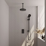 Brauer Stripe thermostatische inbouw regendouche 3-weg rechthoekig SET 24 met 25 cm douchekop en plafondarm en 3-standen handdouche en doucheslang en geïntegreerde glijstang mat zwart | Mat zwart | Ja | Plafondbuis | 3-standen handdouche Brauer Brauer Stripe thermostatische inbouw regendouche 3-weg rechthoekig SET 24 met 25 cm douchekop en plafondarm en 3-standen handdouche en doucheslang en geïntegreerde glijstang mat zwart | Mat zwart | Ja | Plafondbuis | 3-standen handdouche