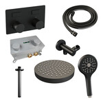 Brauer Stripe thermostatische inbouw regendouche met drukknoppen SET 30 met 25 cm douchekop en plafondarm en 3-standen handdouche en doucheslang en wandaansluitbocht mat zwart | Mat zwart | Nee | Plafondbuis | 3-standen handdouche Brauer Brauer Stripe thermostatische inbouw regendouche met drukknoppen SET 30 met 25 cm douchekop en plafondarm en 3-standen handdouche en doucheslang en wandaansluitbocht mat zwart | Mat zwart | Nee | Plafondbuis | 3-standen handdouche