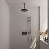 Brauer Stripe thermostatische inbouw regendouche met drukknoppen SET 33 met 25 cm douchekop en plafondarm en staaf handdouche en doucheslang en geïntegreerde glijstang mat zwart | Mat zwart | Ja | Plafondbuis | Staafhanddouche