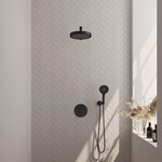 Brauer Stripe thermostatische inbouw regendouche 3-weg rond SET 40 met 25 cm douchekop en rechte muurarm en 3-standen handdouche en doucheslang en wandaansluitbocht mat zwart | Mat zwart | Nee | Rechte wandarm | 3-standen handdouche Brauer Brauer Stripe thermostatische inbouw regendouche 3-weg rond SET 40 met 25 cm douchekop en rechte muurarm en 3-standen handdouche en doucheslang en wandaansluitbocht mat zwart | Mat zwart | Nee | Rechte wandarm | 3-standen handdouche