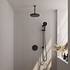 Brauer Stripe thermostatische inbouw regendouche 3-weg rond SET 48 met 25 cm douchekop en plafondarm en 3-standen handdouche en doucheslang en geïntegreerde glijstang mat zwart | Mat zwart | Ja | Plafondbuis | 3-standen handdouche
