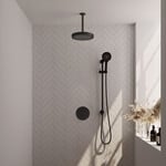 Brauer Stripe thermostatische inbouw regendouche 3-weg rond SET 48 met 25 cm douchekop en plafondarm en 3-standen handdouche en doucheslang en geïntegreerde glijstang mat zwart | Mat zwart | Ja | Plafondbuis | 3-standen handdouche Brauer Brauer Stripe thermostatische inbouw regendouche 3-weg rond SET 48 met 25 cm douchekop en plafondarm en 3-standen handdouche en doucheslang en geïntegreerde glijstang mat zwart | Mat zwart | Ja | Plafondbuis | 3-standen handdouche