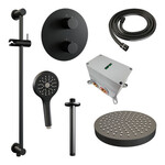 Brauer Stripe thermostatische inbouw regendouche 3-weg rond SET 48 met 25 cm douchekop en plafondarm en 3-standen handdouche en doucheslang en geïntegreerde glijstang mat zwart | Mat zwart | Ja | Plafondbuis | 3-standen handdouche Brauer Brauer Stripe thermostatische inbouw regendouche 3-weg rond SET 48 met 25 cm douchekop en plafondarm en 3-standen handdouche en doucheslang en geïntegreerde glijstang mat zwart | Mat zwart | Ja | Plafondbuis | 3-standen handdouche