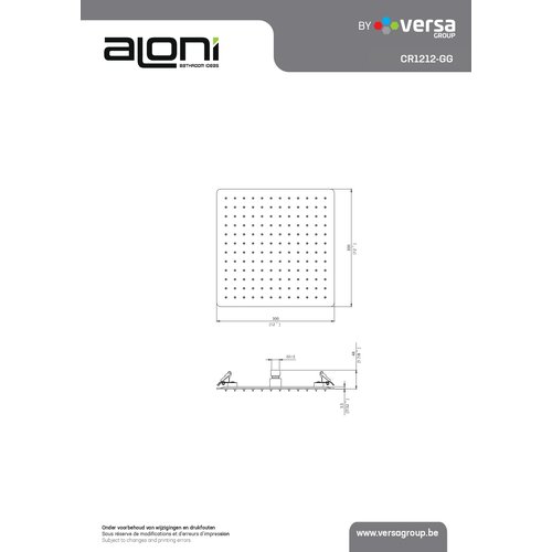 Solidline Vierkante inbouw douchekop Gun metal 30x30cm Solidline Solidline Vierkante inbouw douchekop Gun metal 30x30cm
