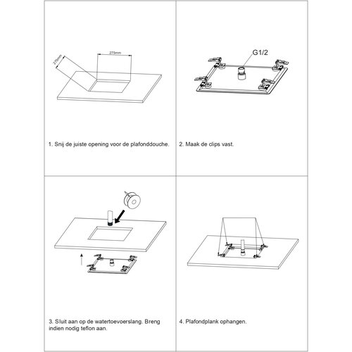 Solidline Vierkante inbouw douchekop Gun metal 30x30cm Solidline Solidline Vierkante inbouw douchekop Gun metal 30x30cm
