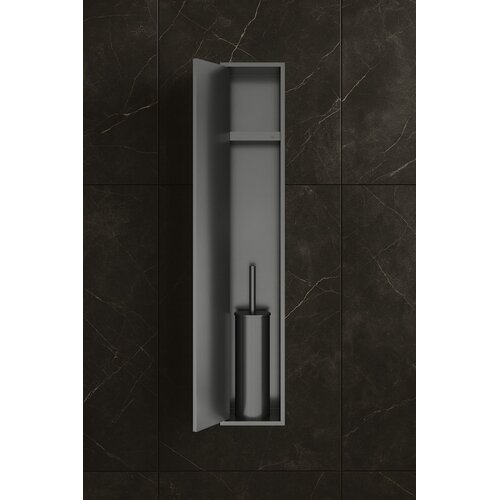 HotBath Hotbath &More PH060B inbouwnis / inbouw toiletborstelhouder 16x60x12,6cm - geborsteld gunmetal PVD