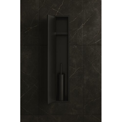 HotBath Hotbath &More PH060B inbouwnis / inbouw toiletborstelhouder 16x60x12,6cm - geborsteld zwart PVD