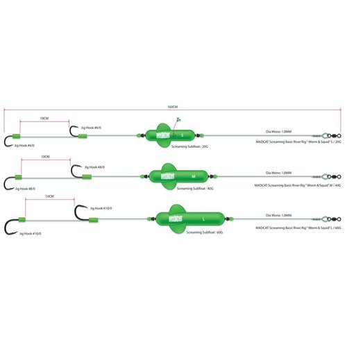 Mad Cat Screamin Basic River Rig - Worm & Squid