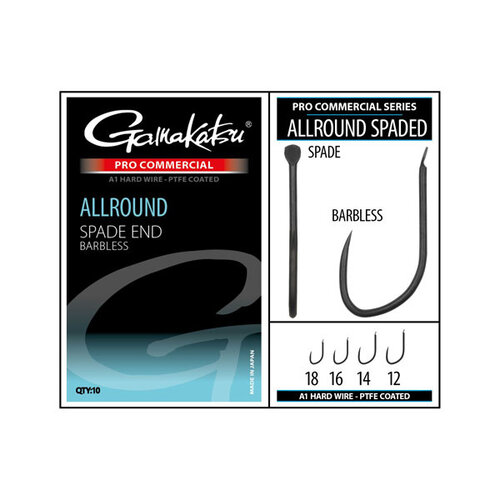 Gamakatsu Pro Commercial Allround Spade A1 Hooks - Barbless