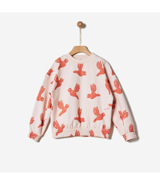 Yell-oh! COTTON SWEATER PASTEL ROSE BIRDS ALLOVER  by YELL-OH!