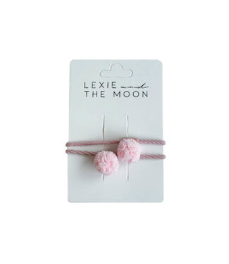 Little Indians Pom Pom Hair Elastics Pink by Little Indians