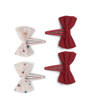 Konges sløjd 4-PACK TULLE BOWIE HAIRCLIPS MULTI STAR/RED by Konges slÃ¶jd