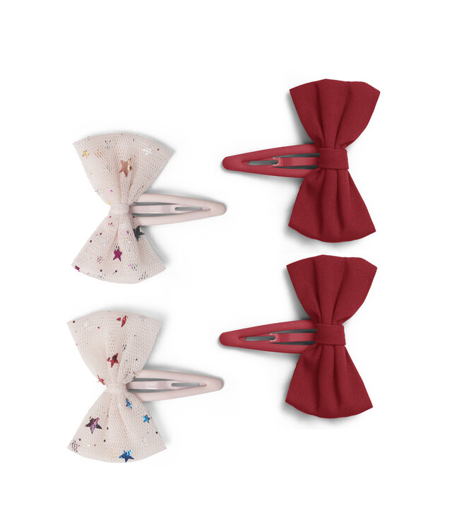 4-PACK TULLE BOWIE HAIRCLIPS MULTI STAR/RED by Konges slÃ¶jd