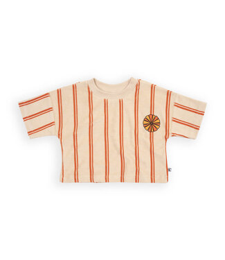 CarlijnQ Stripes flame - cropped t-shirt wt embroidery  by CarlijnQ