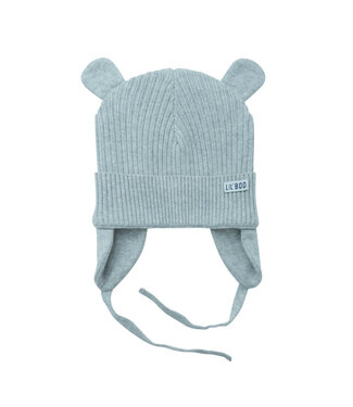 Lil' Boo Organic Bear Beanie w Ears - Light Grey Mel  by Lil' Boo