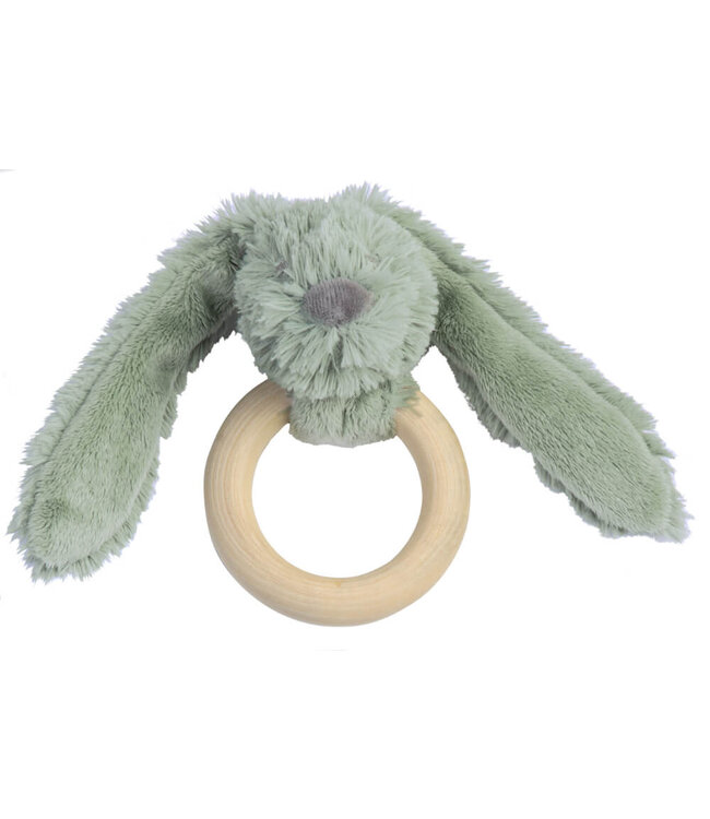 Green Rabbit Richie wooden teething ring  by Happy Horse