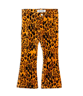 Mini Rodini Leopard aop velvet flared trousers Brown by Mini Rodini