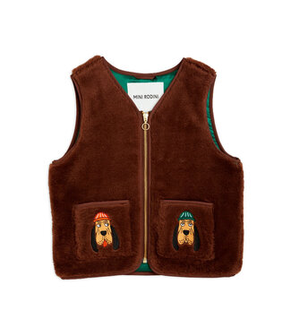 Mini Rodini Bloodhound faux fur vest Brown by Mini Rodini