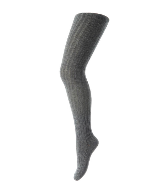 Cotton rib tights Dark Grey Melange by MpDenmark