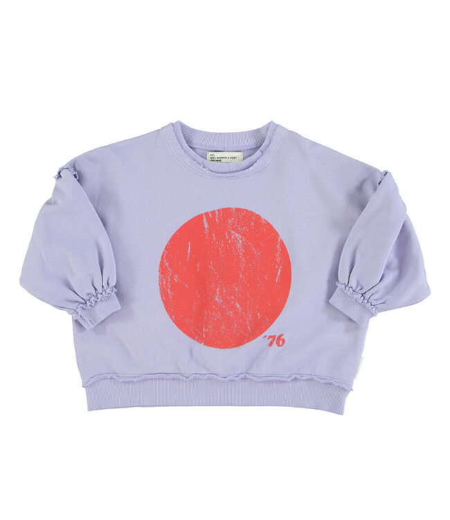 Sweatshirt w/ balloon sleeves | lavender w/ red circle print  by Piupiuchick