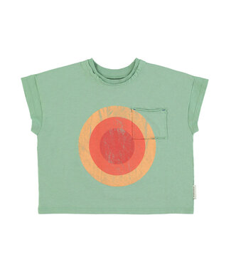 Piupiuchick t'shirt | green w/ multicolor circle print  by Piupiuchick