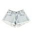 Piupiuchick shorts w/ fringes | washed blue denim  by Piupiuchick