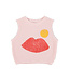 Piupiuchick sleeveless top | light pink w/ lips print  by Piupiuchick