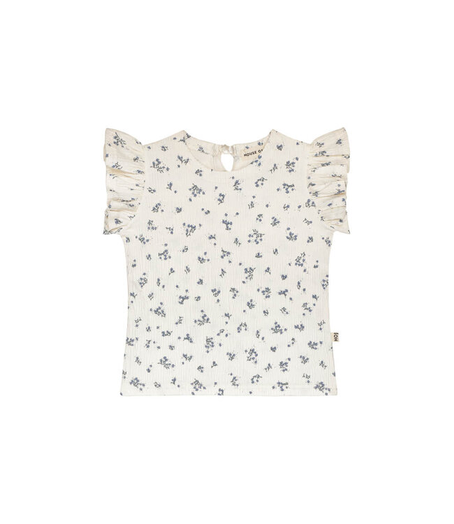 Ruffled Tee Stone Blue Floral by House of Jamie