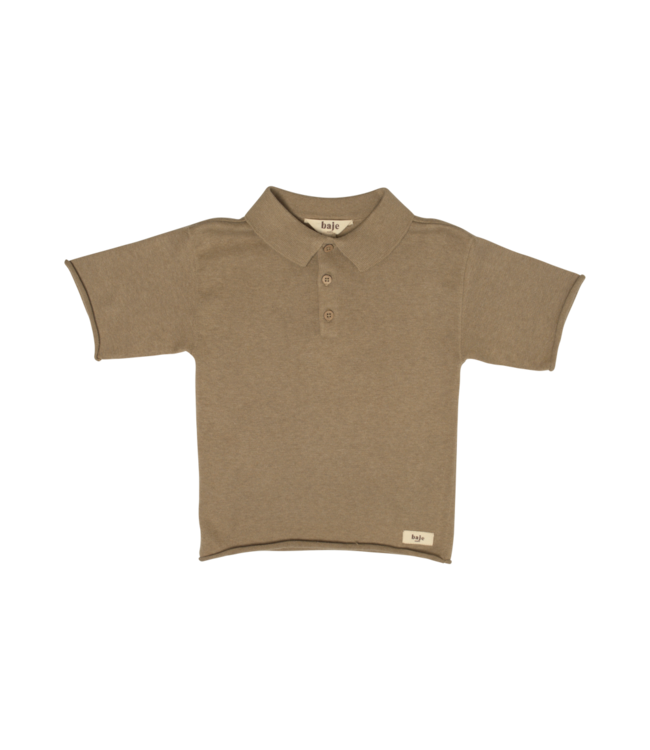 Mackay knitted cashmere polo taupe  by BajÃ©