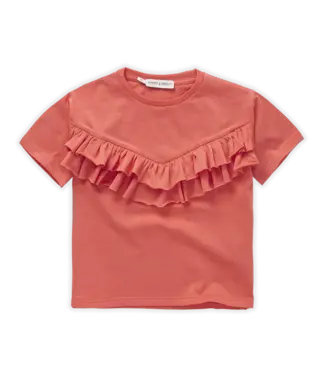 Sproet & Sprout T-shirt ruffle coral Coral by Sproet&Sprout