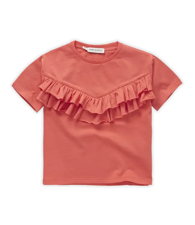 T-shirt ruffle coral Coral by Sproet&Sprout