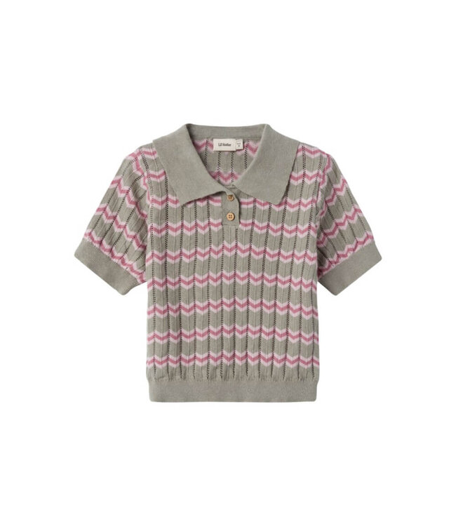 NMFDANITA SS KNIT POLO  Dried Sage by Lil' Atelier