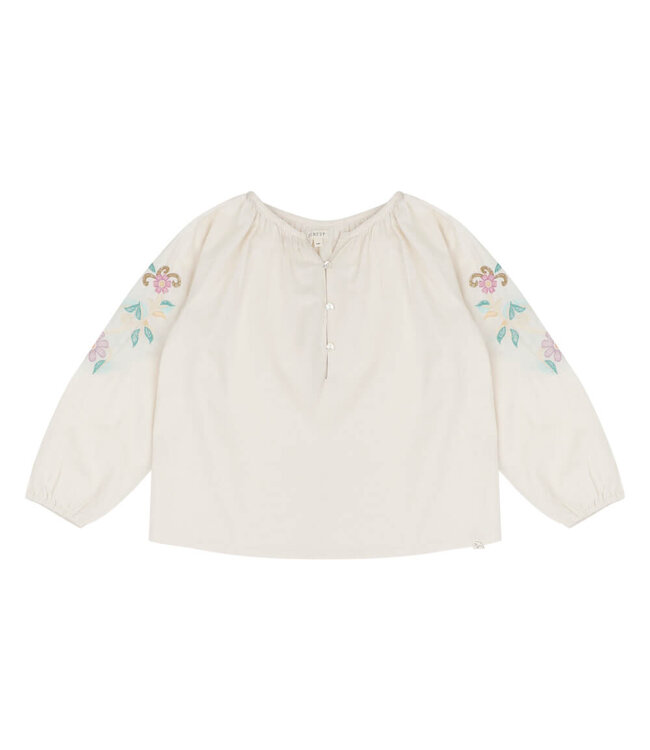 Lilly blouse poplin natural with embroid.  by Jenest