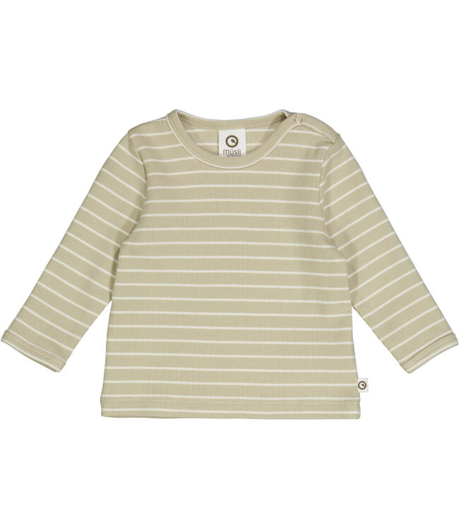 Stripe rib l/s T baby Desert green/ Balsam by MÃ¼sli