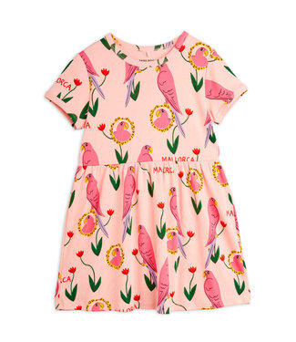 Mini Rodini Parrot aop ss dress Pink by Mini Rodini