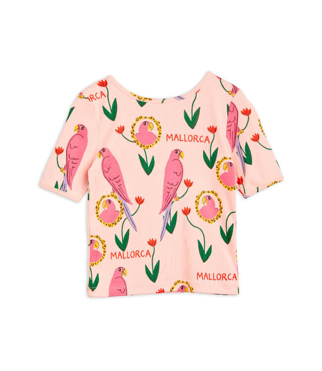 Parrots aop ballet ss tee Pink by Mini Rodini