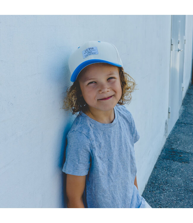 Organic Block Snapback -  Beige/Blue by Lil' Boo